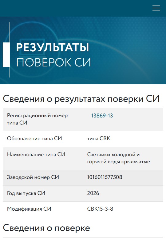 Результат в ФГИС Аршин